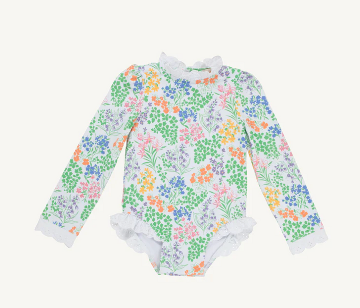 Sarasota Surf Suit- Gaston Street Garden with Worth Avenue White (UPF 35+)