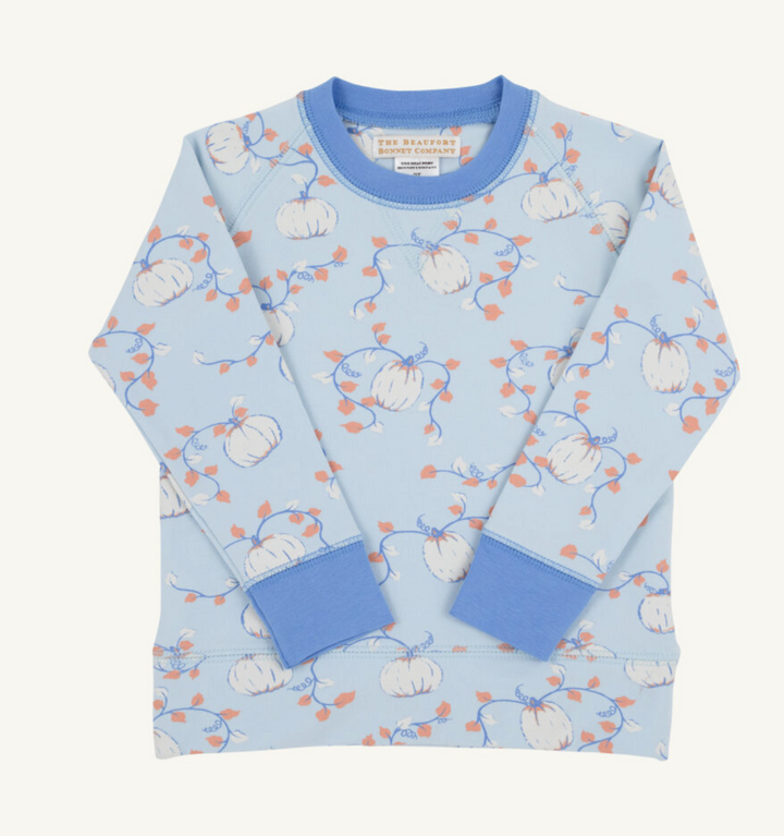 Cassidy Comfy Crewneck- Gourd-geous (Buckhead Blue) Boys