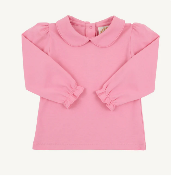 Maude's Peter Pan Collar Shirt (Long Sleeve Pima)- Hamptons Hot Pink