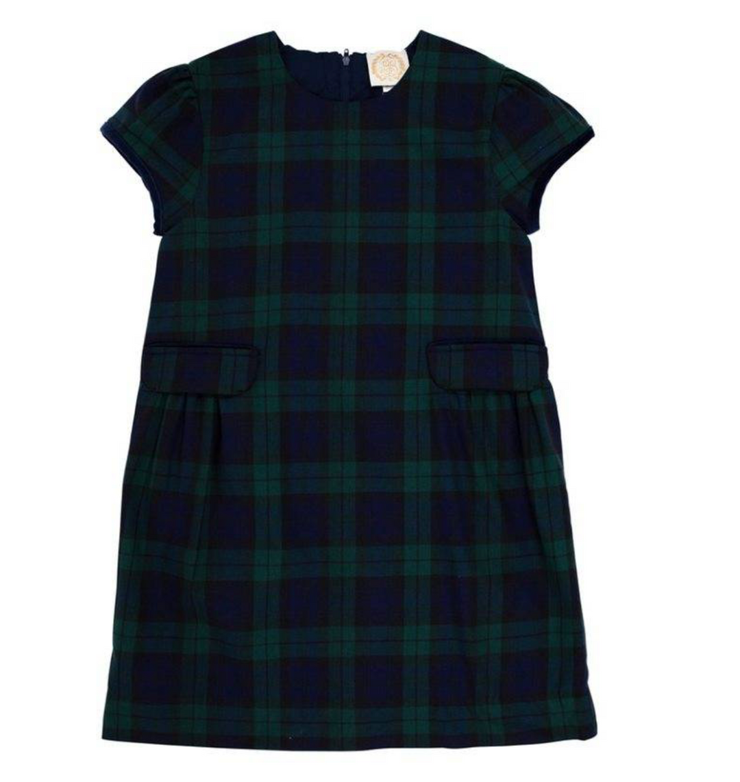 Betts Bow Dress- Twill- Berwick Black Watch/Nantucket Navy