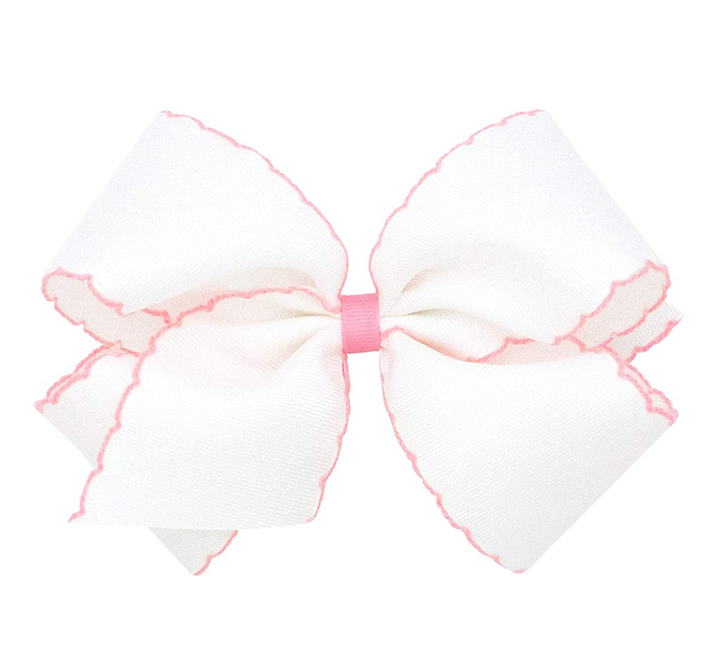 Mini Moonstitch Grosgrain Hair Bow with Contrasting Wrap