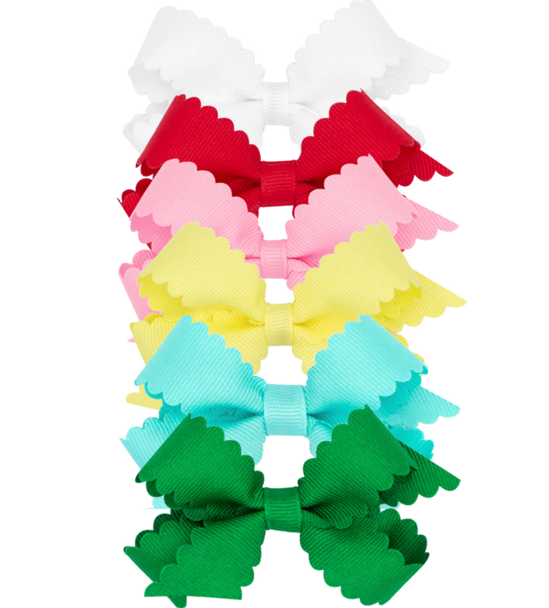 Mini Grosgrain Hair Bow with Scalloped Edge