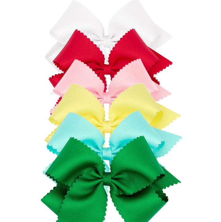 Medium Grosgrain Hair Bow with Scalloped Edge