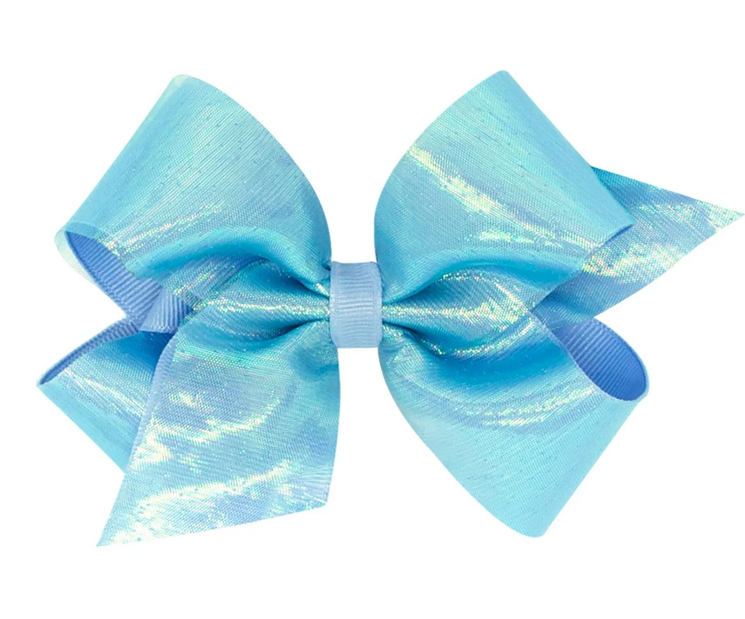 Sheer Iridescent and Grosgrain Overlay Hair Bow