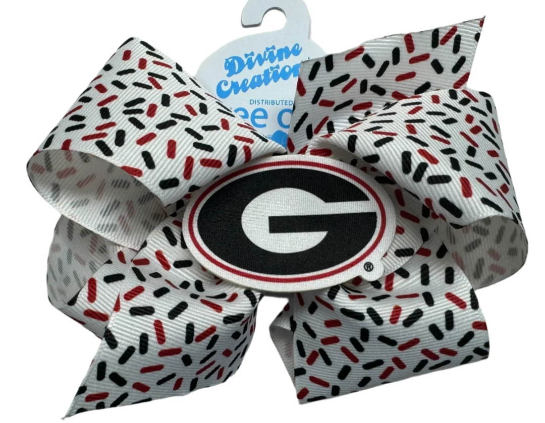 Georgia Confetti Print Hair Bow with Logo Patch