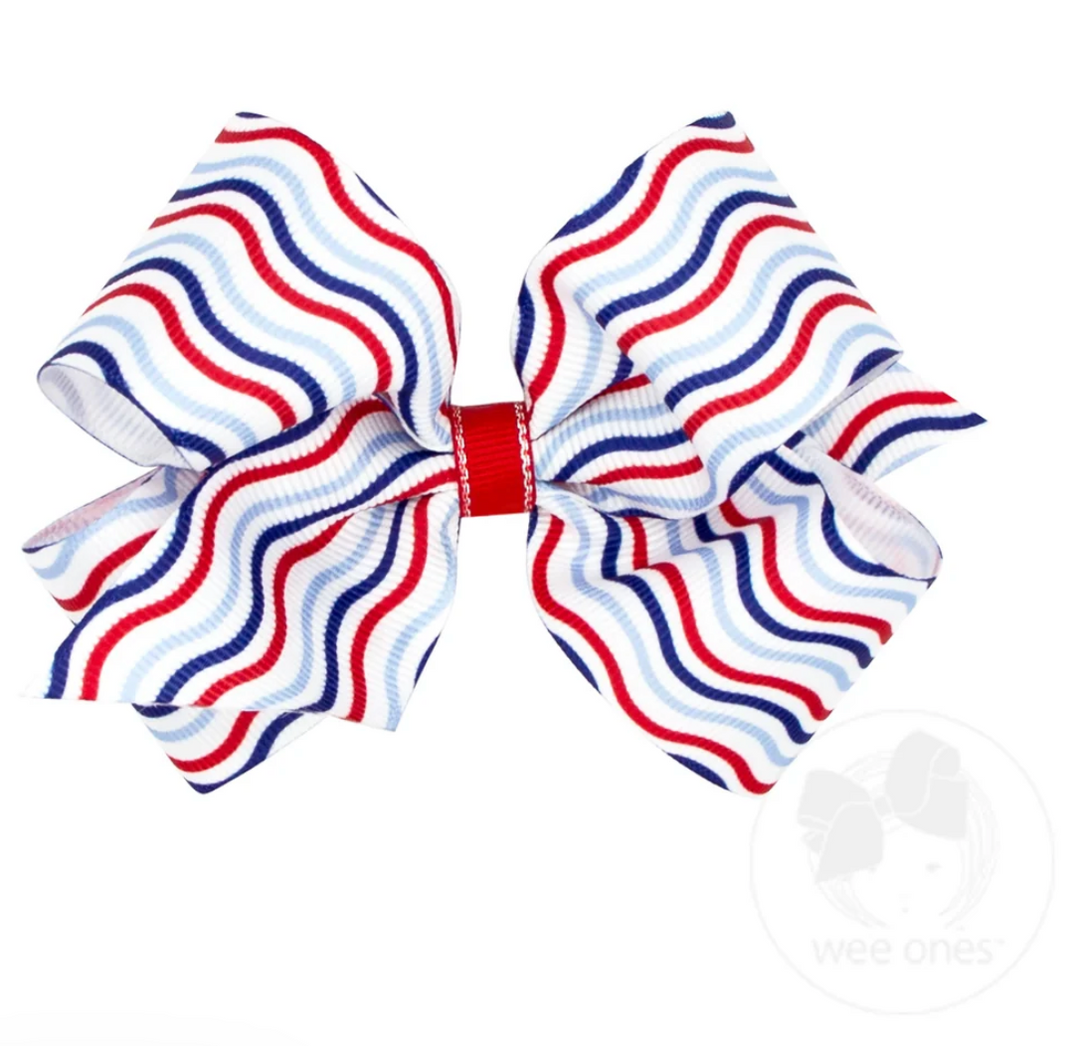 Patriotic Print Grosgrain Hair Bow