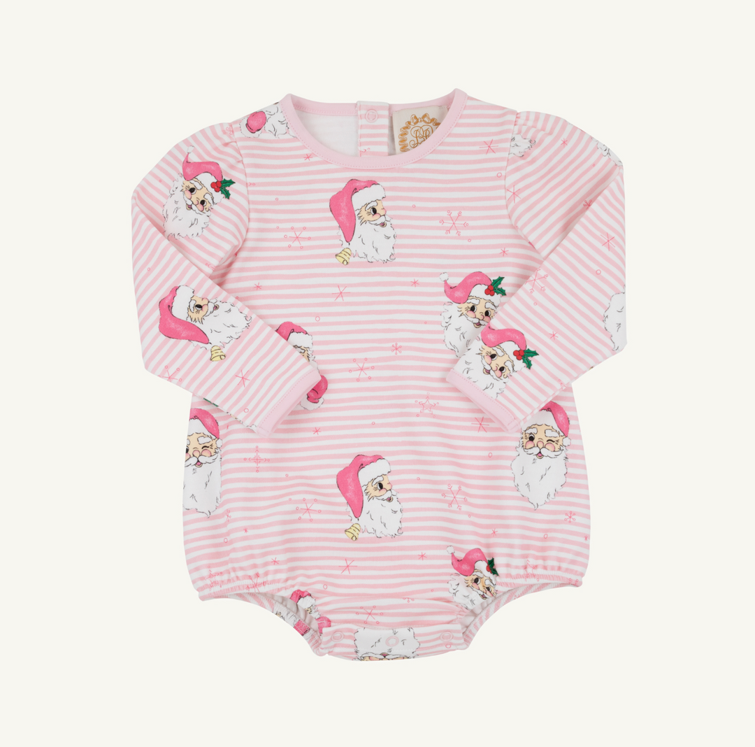 Long Sleeve Penny's Play Bubble - Heavy Weight- Dear Santa (Palm Beach Pink Stripe)/Palm Beach Pink