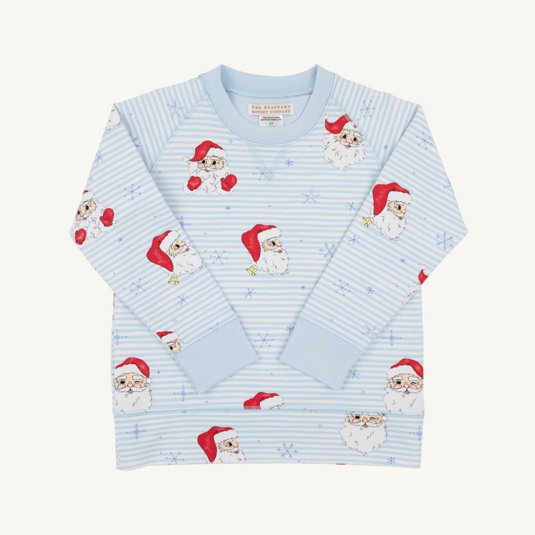 Cassidy Comfy Crewneck - Boys - French Terry- Dear Santa (Buckhead Blue Stripe)/Buckhead Blue