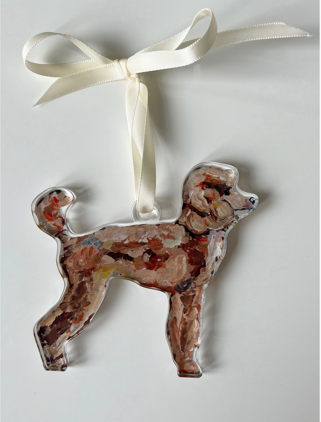 Apricot Poodle Acrylic Christmas Dog Ornament