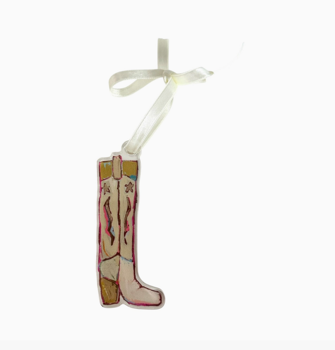 Cowgirl Up Cowboy Boot Acrylic Christmas Ornament