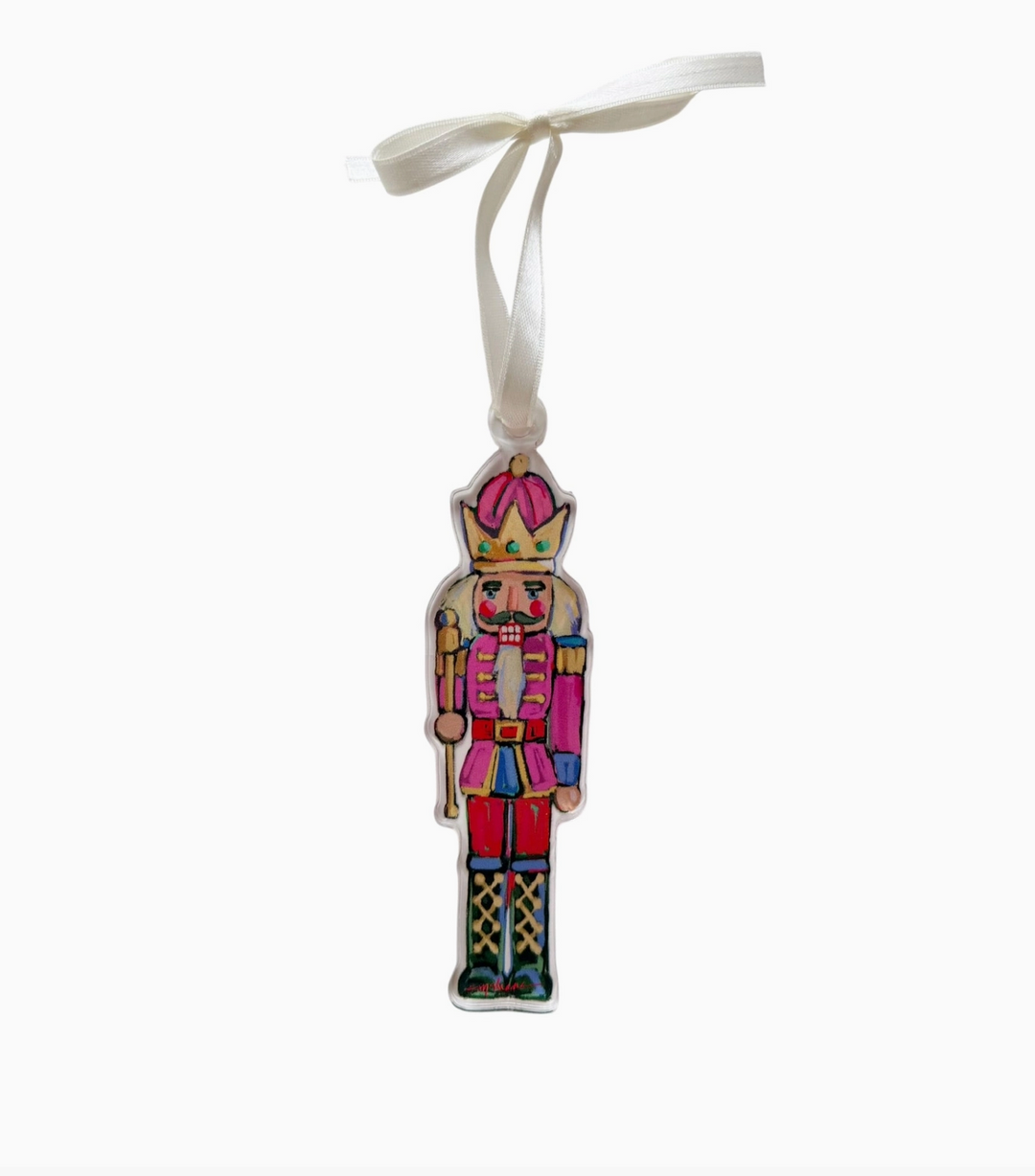 Nutcracker Pink Acrylic Christmas Ornament