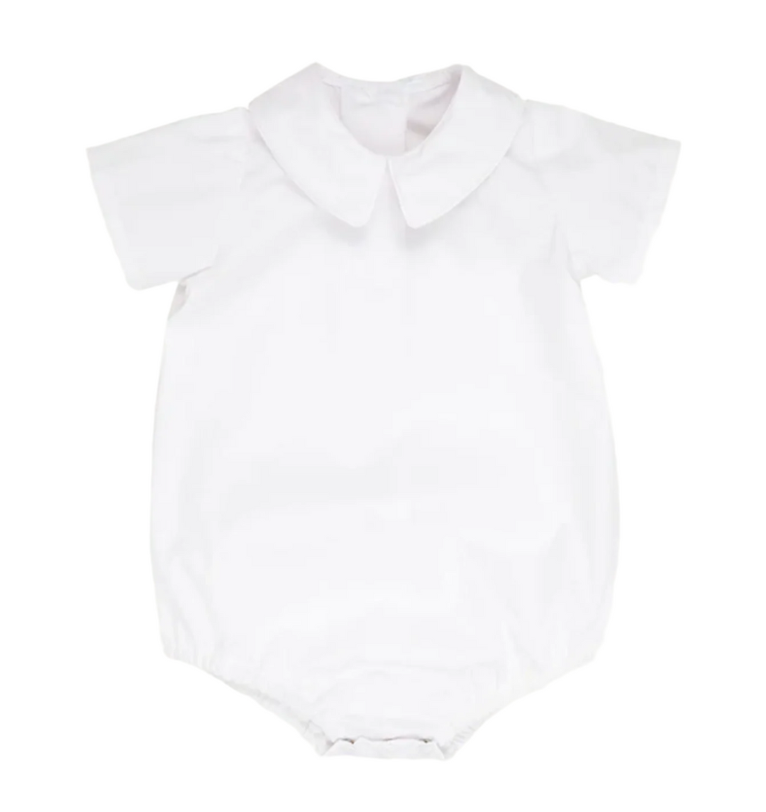 Peter Pan Collar Shirt & Onesie (Short Sleeve Woven)- Worth Avenue White