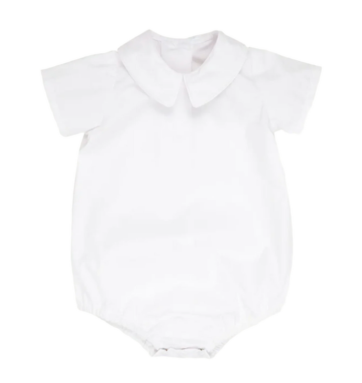Peter Pan Collar Shirt & Onesie (Short Sleeve Woven)- Worth Avenue White