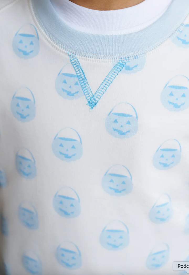 Cassidy Comfy Crewneck- Vintage Prep Pumpkin Pails/Buckhead Blue
