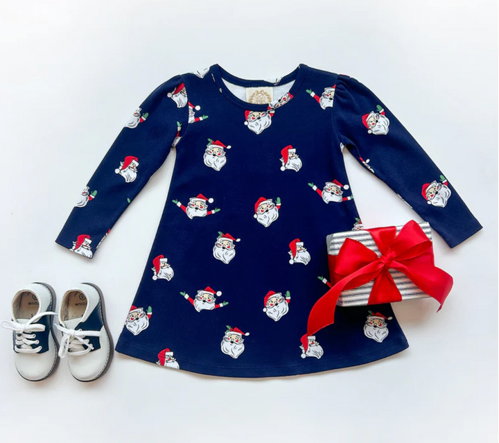 Long Sleeve Penny's Play Dress- Jolly Old St. Nick