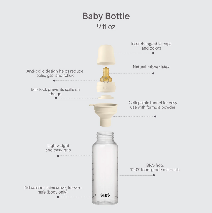 BIBS Baby BPA-Free PP Bottle 9oz Latex