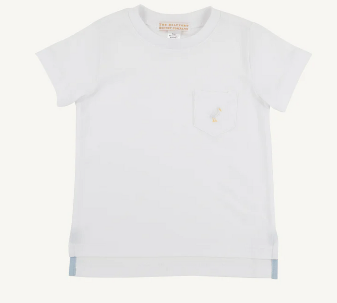 Carter Crewneck- Worth Avenue White with Multicolor Stork