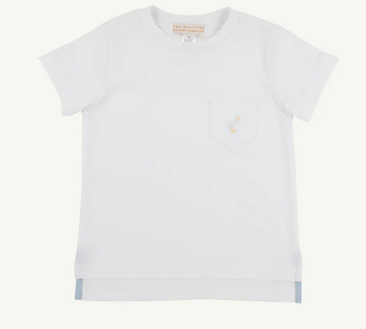 Carter Crewneck- Worth Avenue White with Multicolor Stork