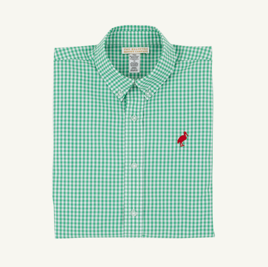 Dean's List Dress Shirt - Gibson Island Green Mini Gingham/Richmond Red