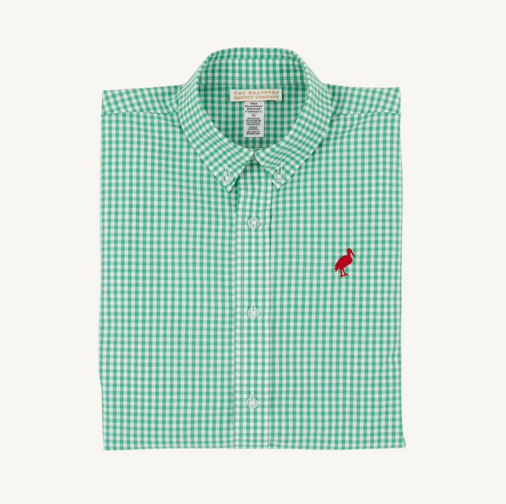 Dean's List Dress Shirt - Gibson Island Green Mini Gingham/Richmond Red