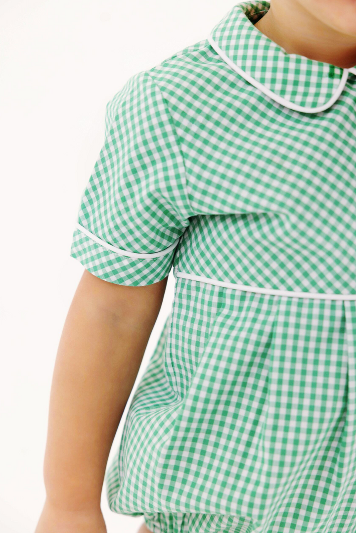 Bradford Bubble- Gibson Island Green Mini Gingham/Worth Ave White