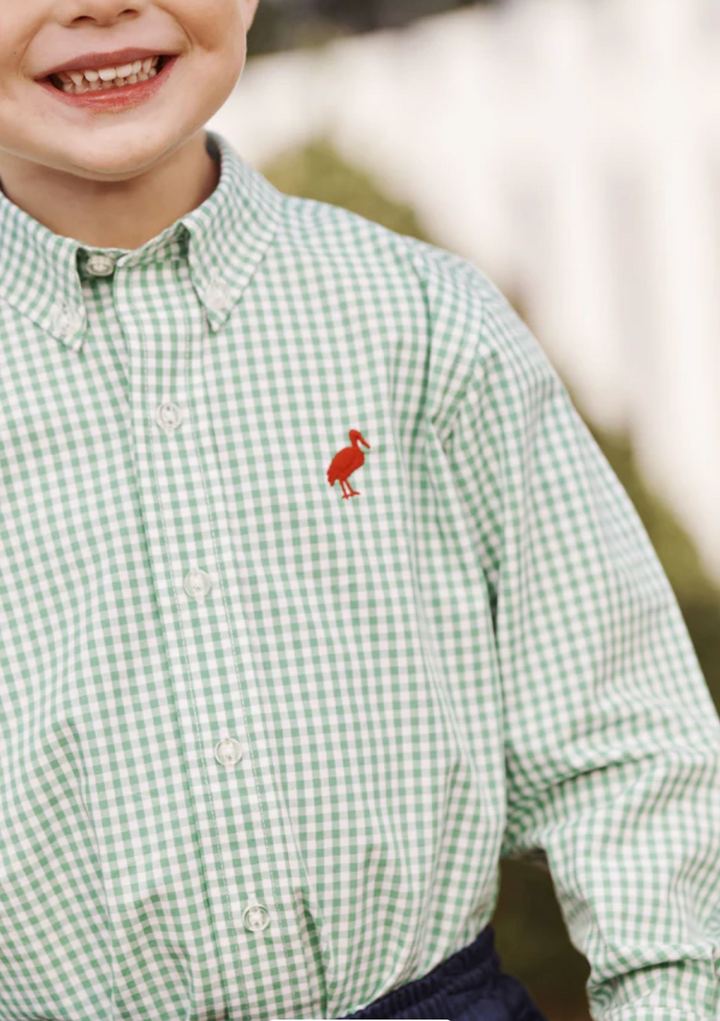 Dean's List Dress Shirt - Gibson Island Green Mini Gingham/Richmond Red