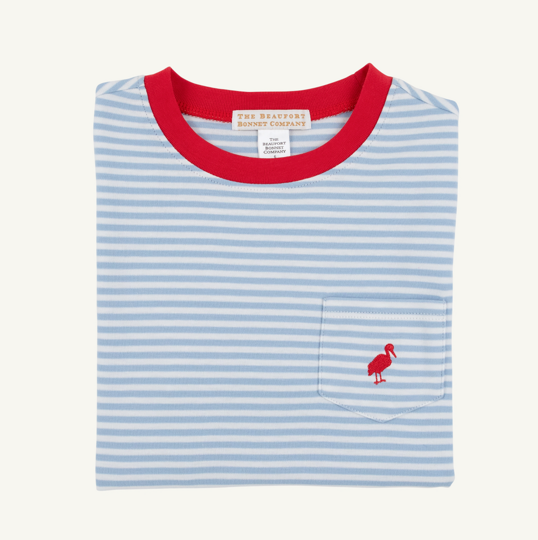 Long Sleeve Carter Crewneck- Barrington Blue Stripe/Richmond Red