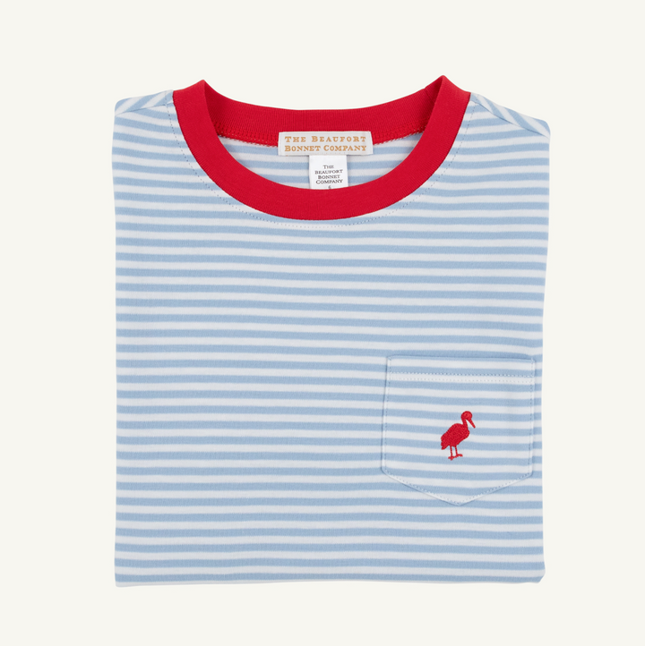Long Sleeve Carter Crewneck- Barrington Blue Stripe/Richmond Red