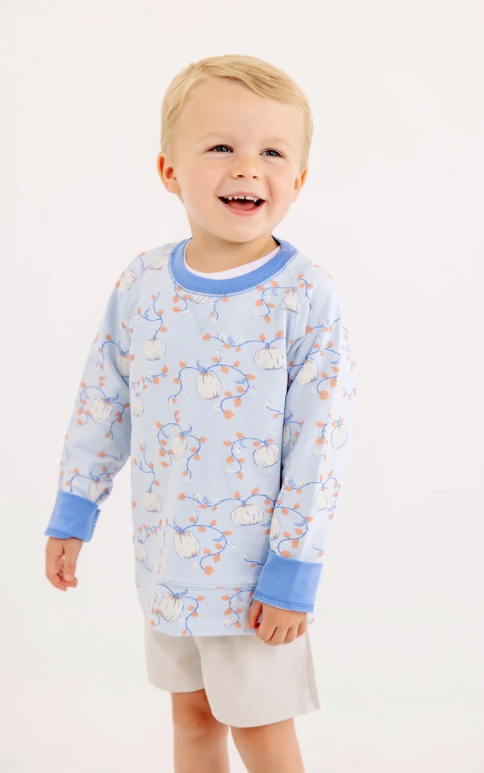 Cassidy Comfy Crewneck- Gourd-geous (Buckhead Blue) Boys