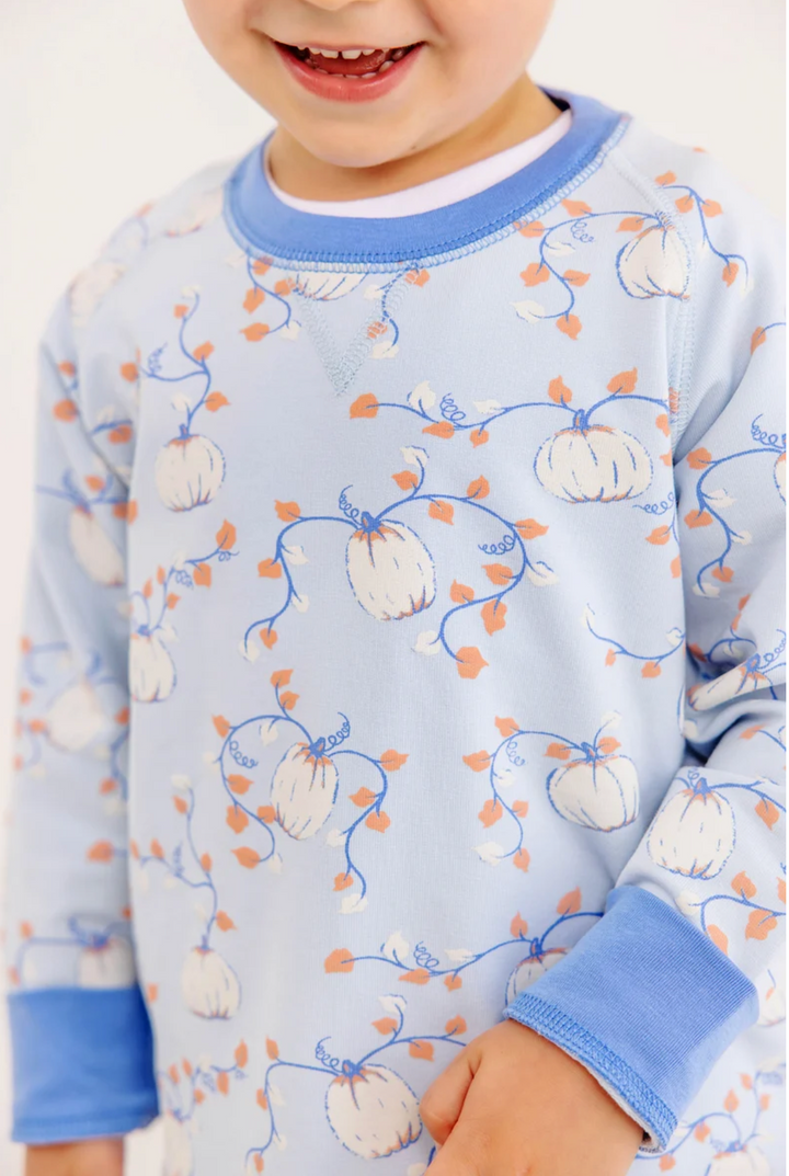 Cassidy Comfy Crewneck- Gourd-geous (Buckhead Blue) Boys