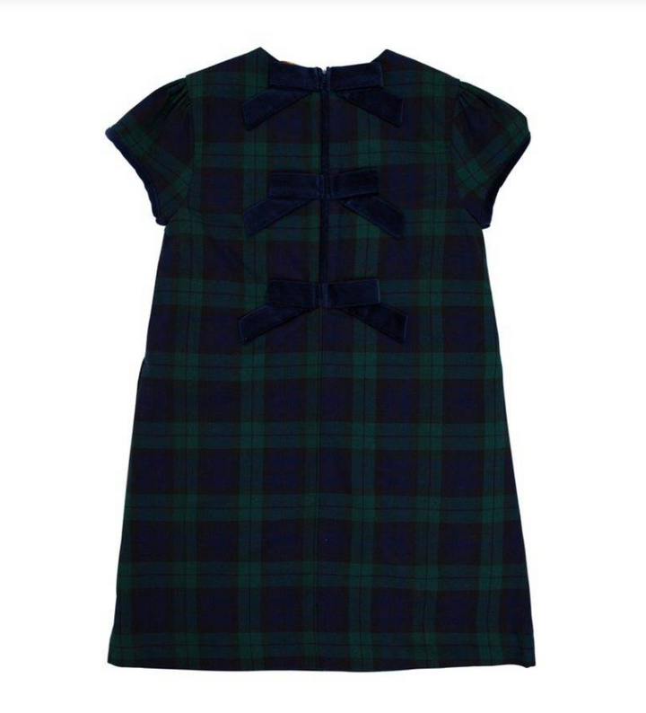 Betts Bow Dress- Twill- Berwick Black Watch/Nantucket Navy