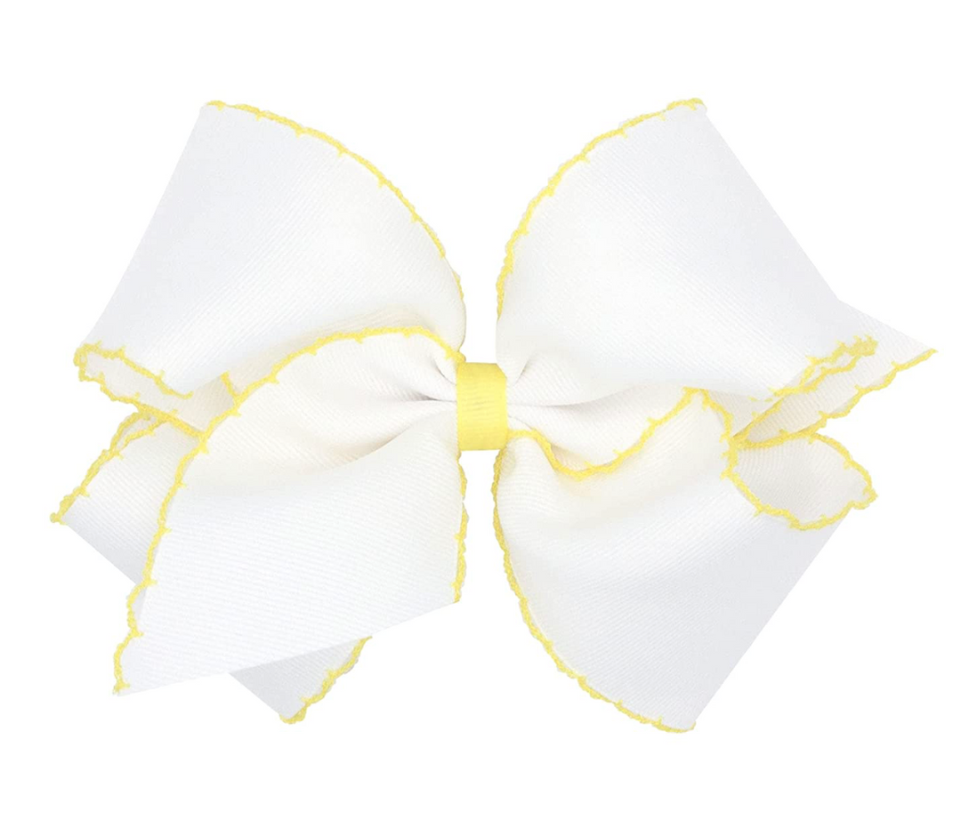 Mini Moonstitch Grosgrain Hair Bow with Contrasting Wrap