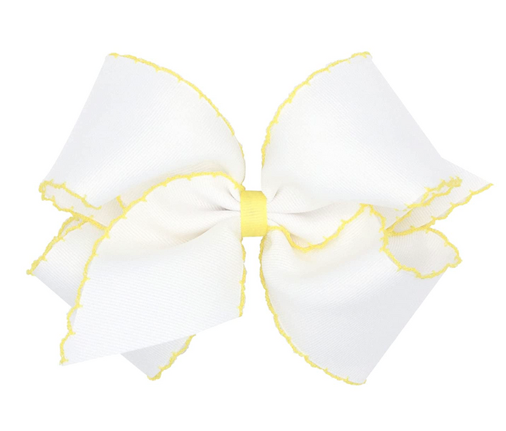 Mini Moonstitch Grosgrain Hair Bow with Contrasting Wrap
