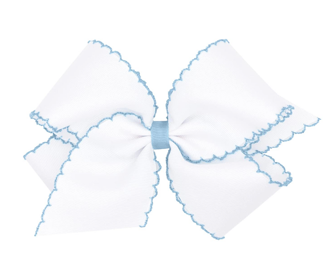 Mini Moonstitch Grosgrain Hair Bow with Contrasting Wrap