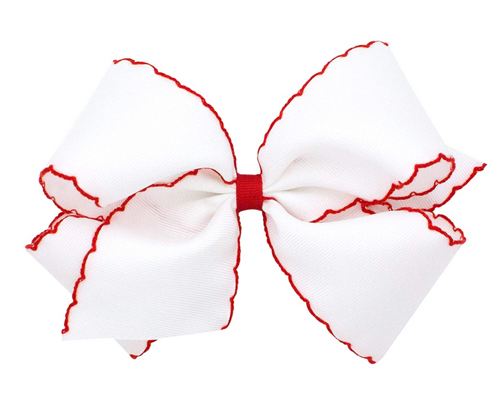 Mini Moonstitch Grosgrain Hair Bow with Contrasting Wrap