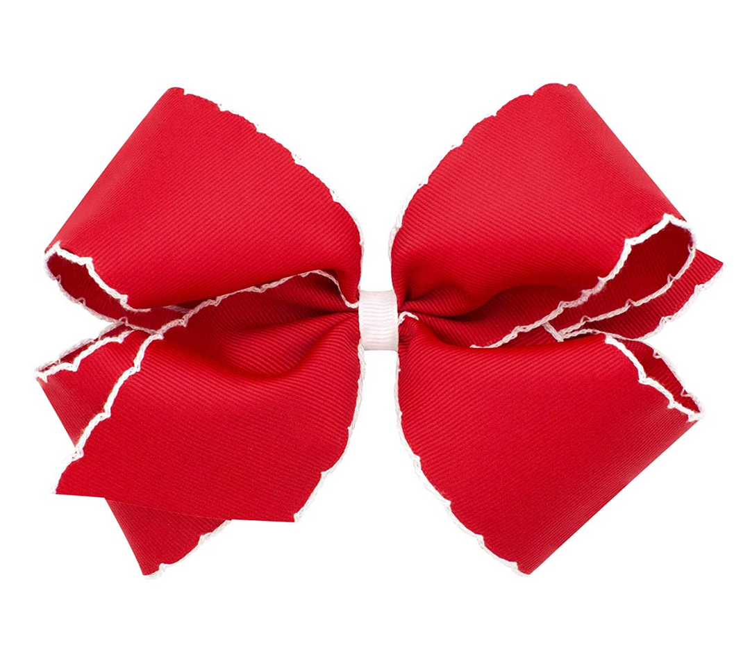 Mini Moonstitch Grosgrain Hair Bow with Contrasting Wrap