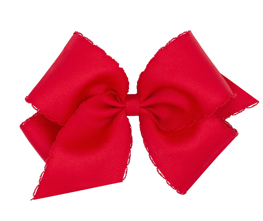 Mini Moonstitch Grosgrain Hair Bow with Contrasting Wrap