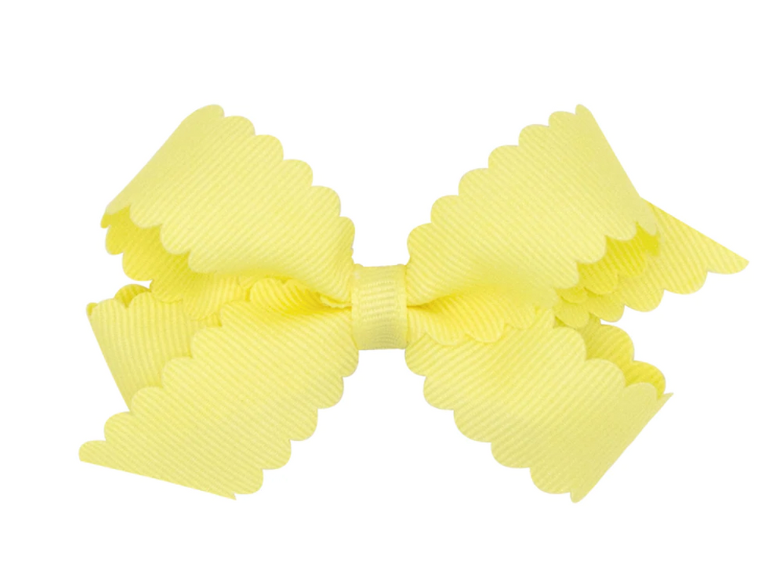 Mini Grosgrain Hair Bow with Scalloped Edge