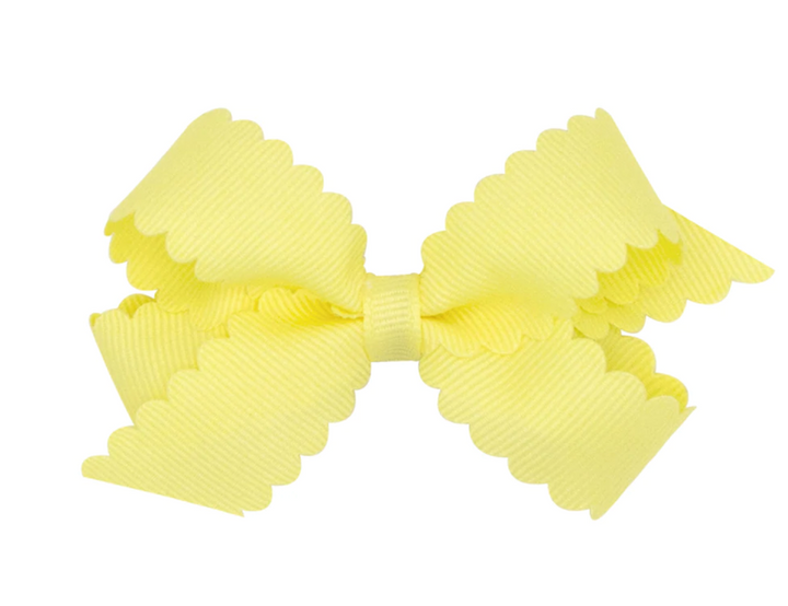 Mini Grosgrain Hair Bow with Scalloped Edge