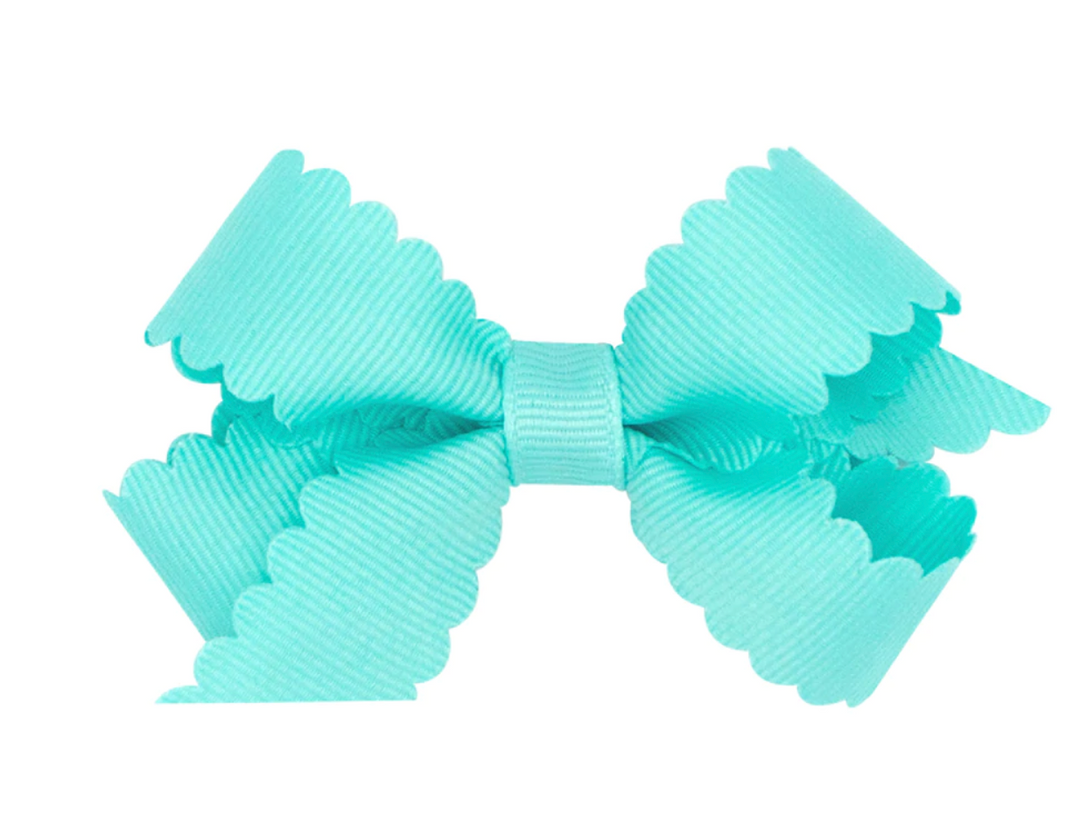 Mini Grosgrain Hair Bow with Scalloped Edge