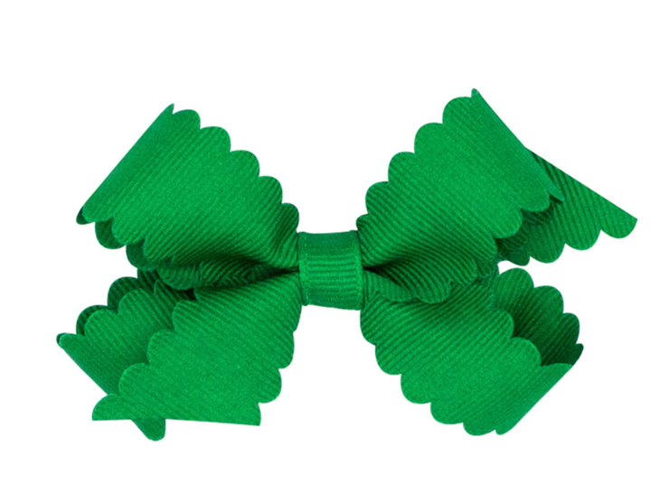 Mini Grosgrain Hair Bow with Scalloped Edge