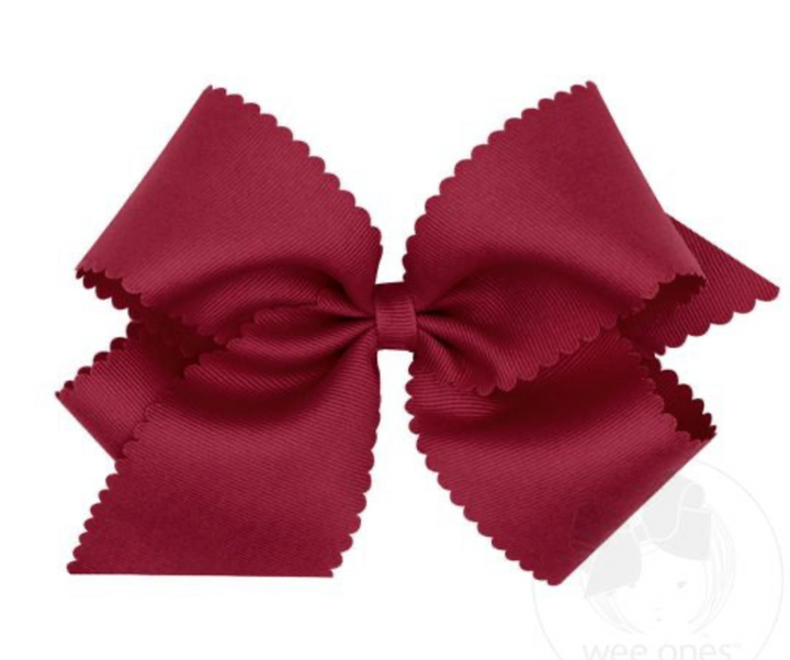 Medium Grosgrain Hair Bow with Scalloped Edge