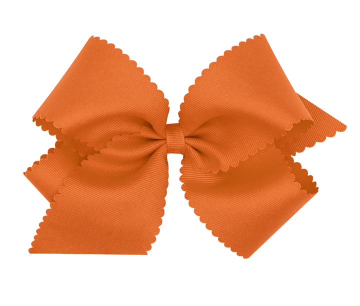 King Grosgrain Hair Bow with Scalloped Edge