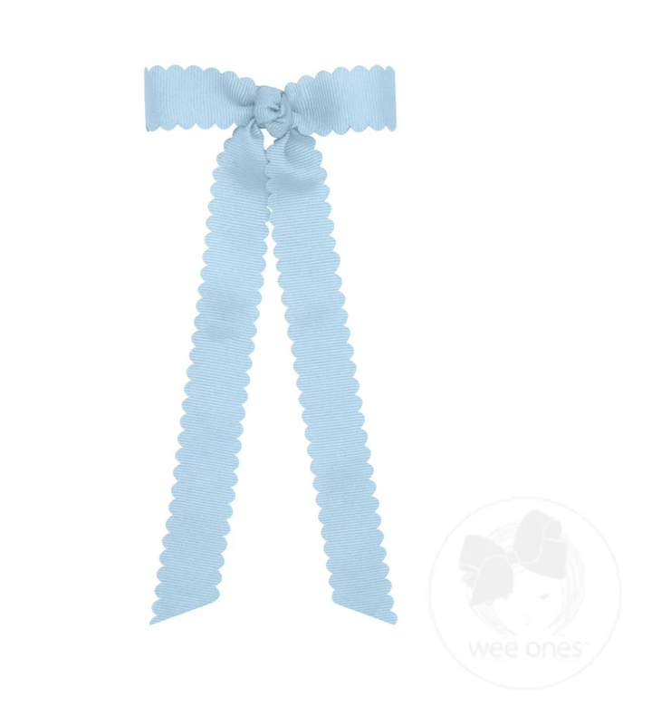 Tiny Grosgrain Bowtie with Scalloped Edge, Knot Wrap, and Streamer Tails