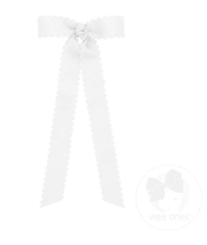 Tiny Grosgrain Bowtie with Scalloped Edge, Knot Wrap, and Streamer Tails