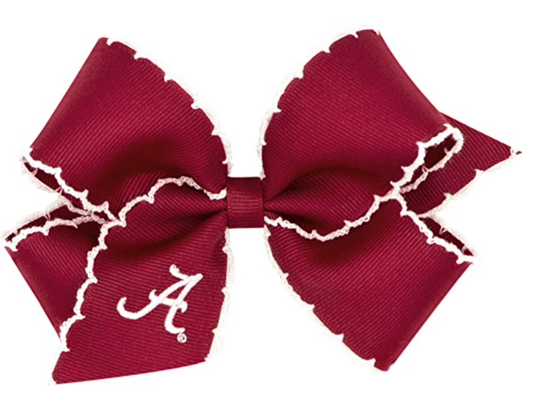 Collegiate Moonstitch Embroidered Hair Bow