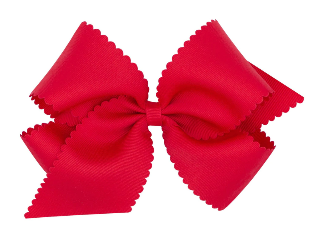 King Grosgrain Hair Bow with Scalloped Edge