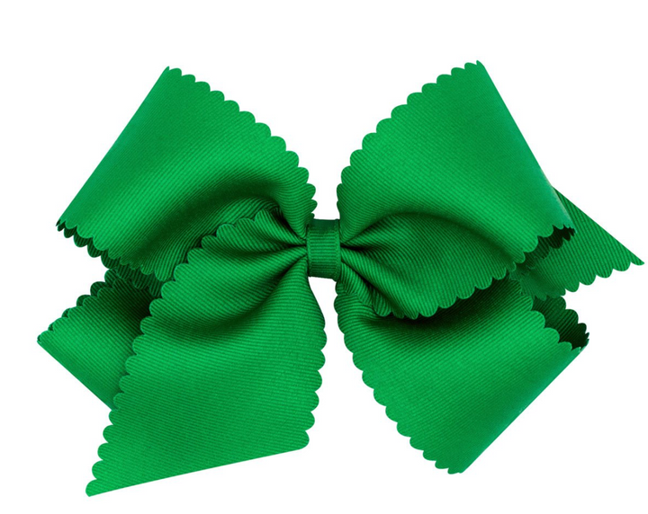 King Grosgrain Hair Bow with Scalloped Edge