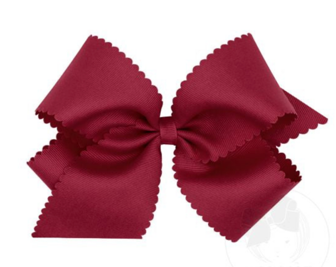 King Grosgrain Hair Bow with Scalloped Edge