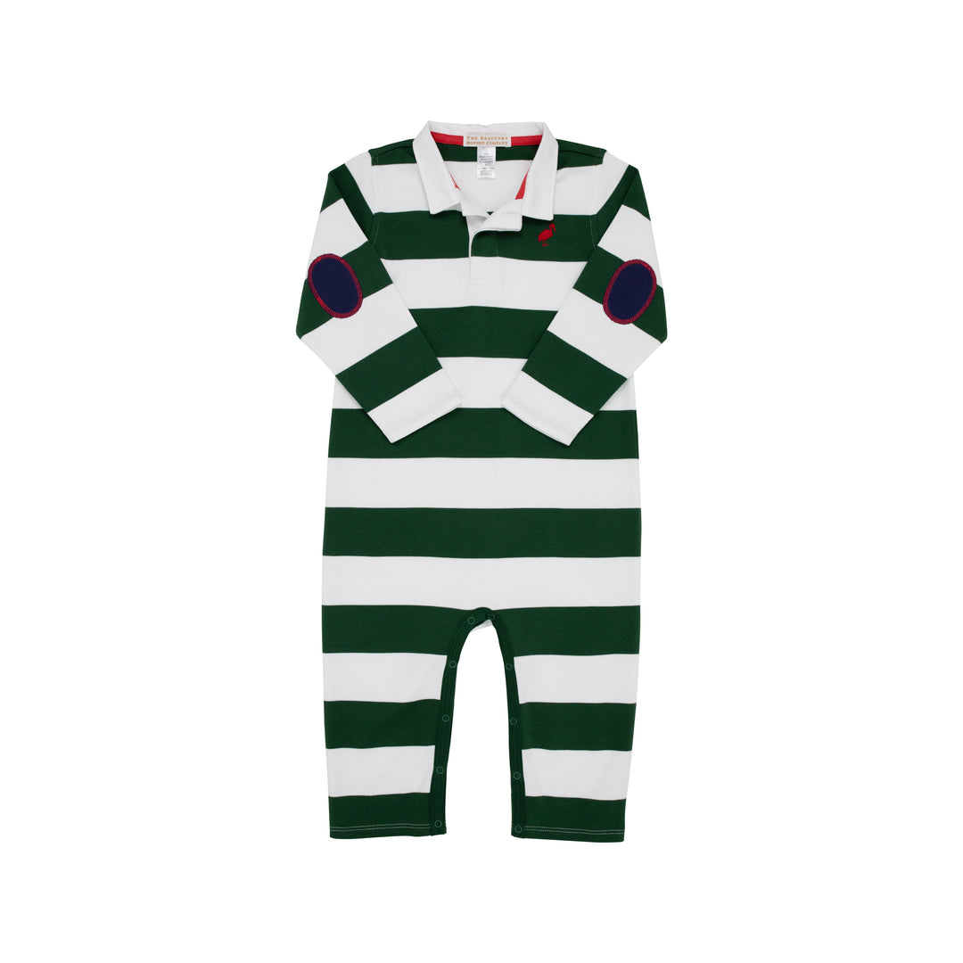 Sir Proper's Rugby Romper- Grier Green Rugby Stripe